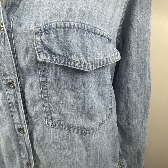 Rails Johnny Indigo Chambray Blue Romper XS Long Sleeve Tencel Linen - Picture 5 of 16